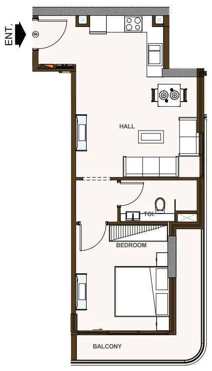 Casa Aura Residence — 1 Bedroom floor plan
