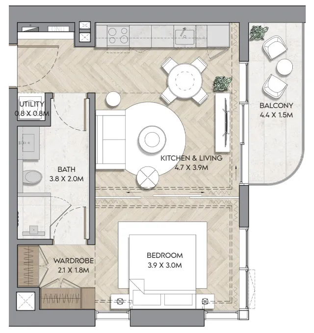 1 bed