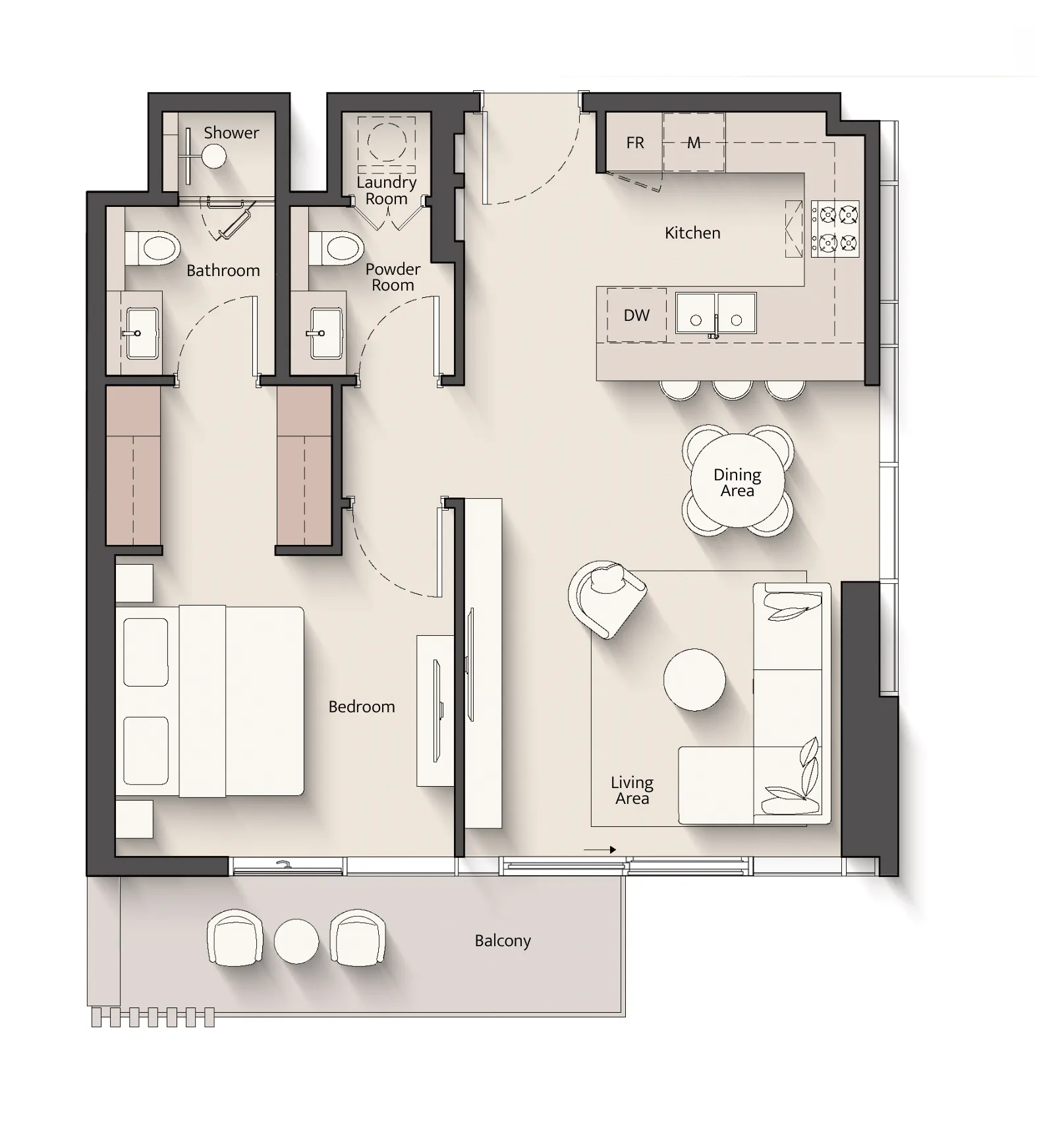 1 bed