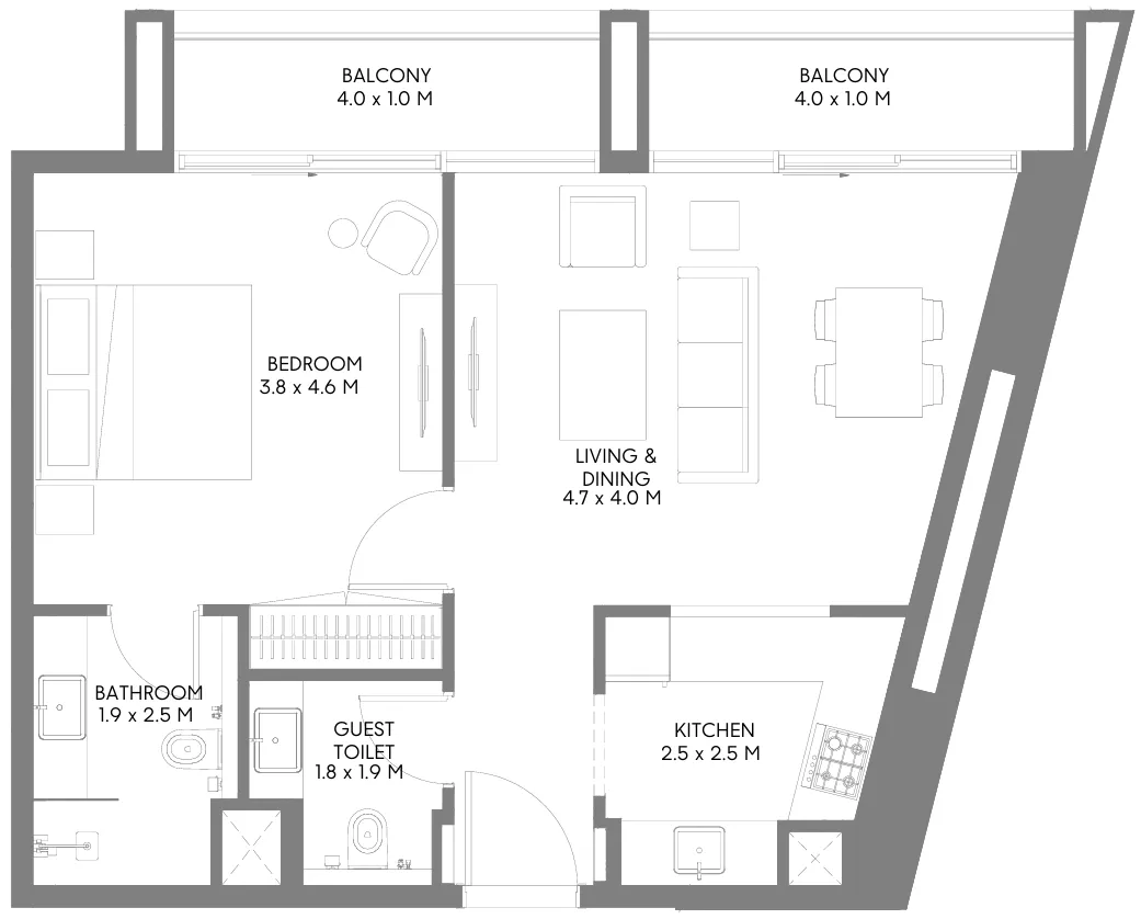 1 bed