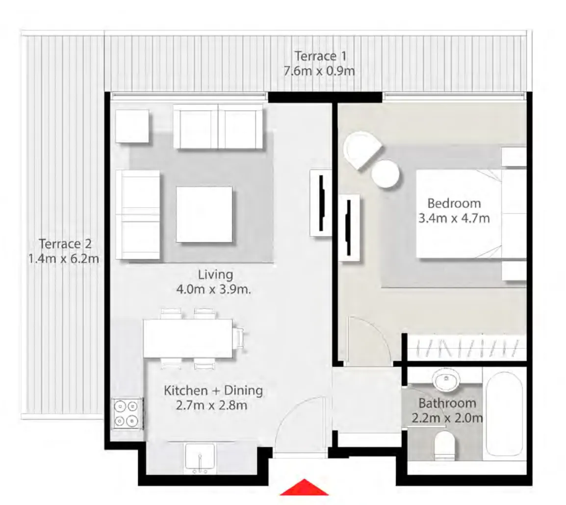 1 bedroom floor plan