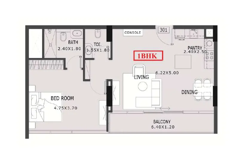 1 bedroom floor plan