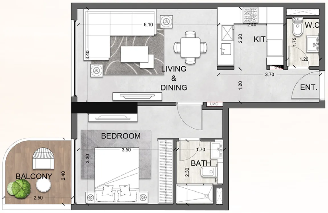 1 bed