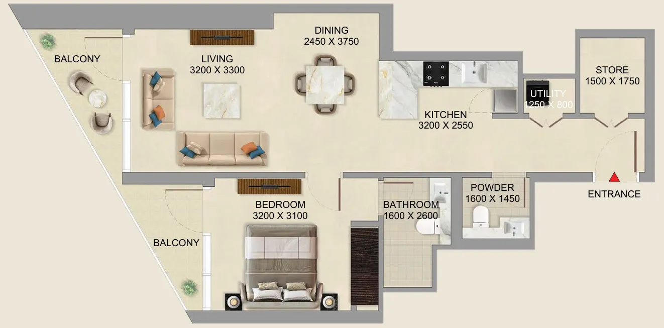 1 bed