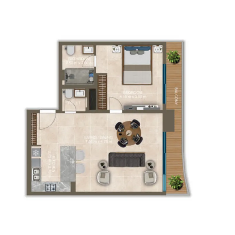 1 bed