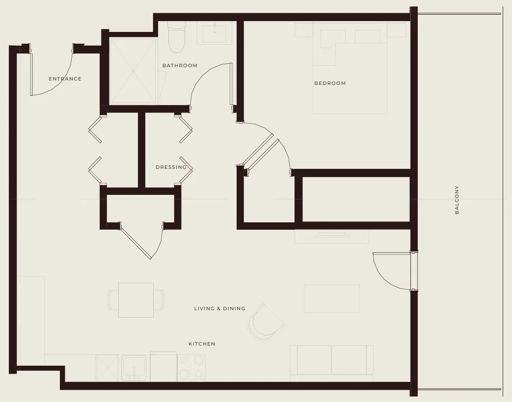 Trump Tower Tbilisi — 1 Bedroom floor plan