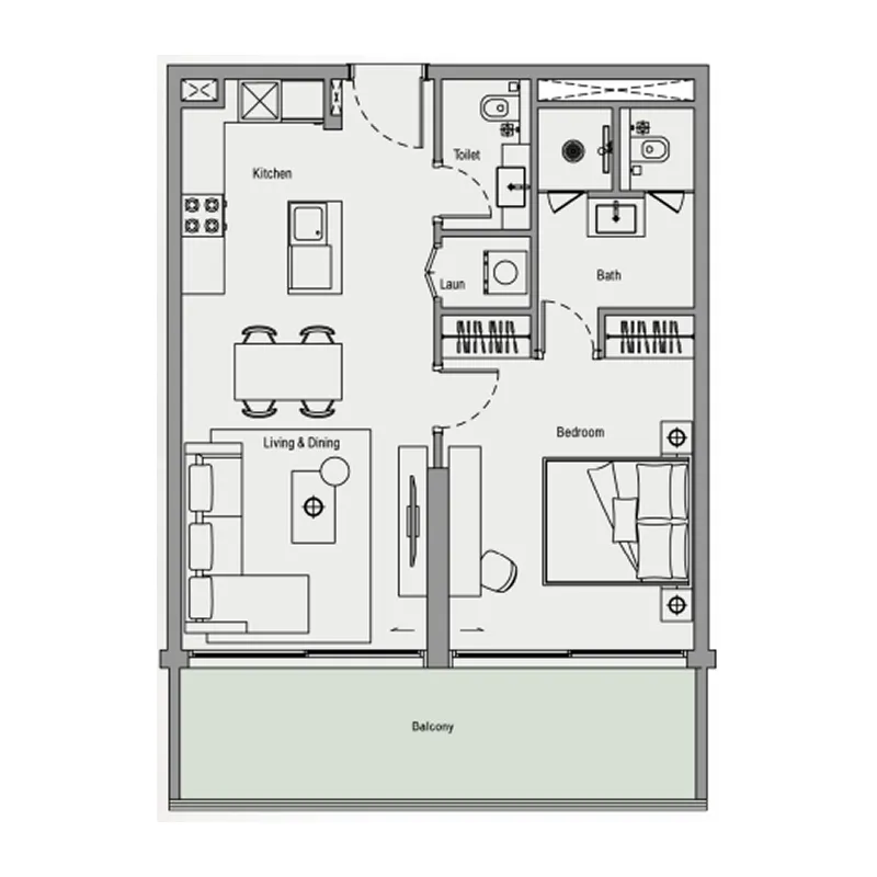 1 bedroom floor plan