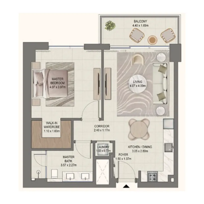 1 bedroom floor plan