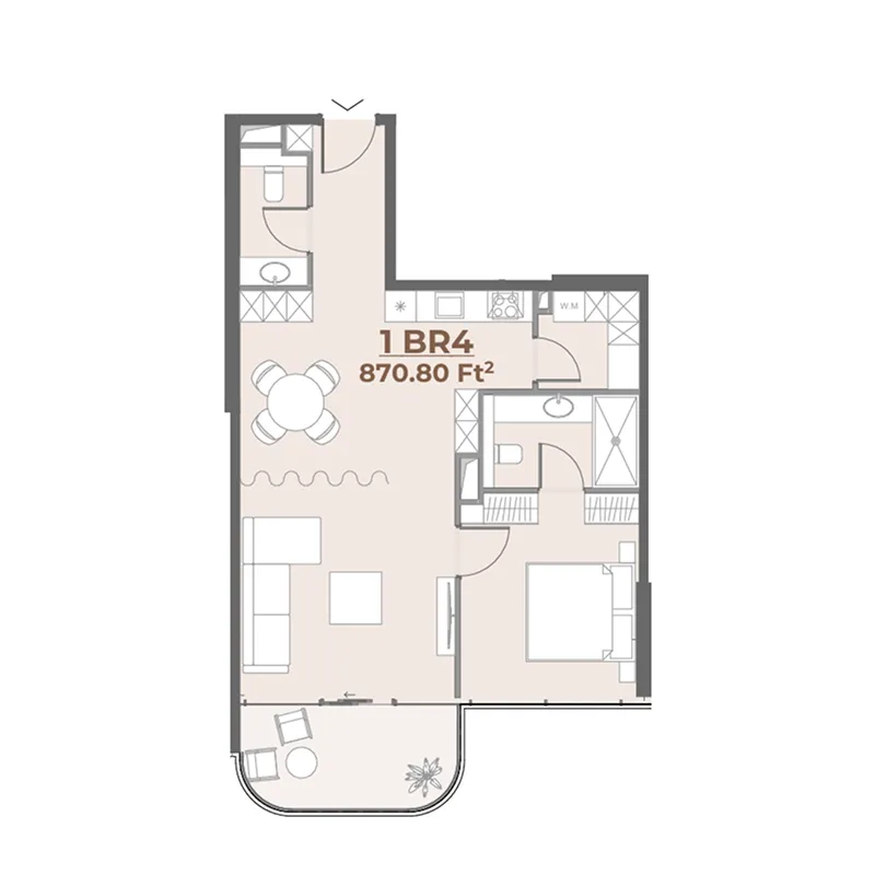 1 bedroom floor plan