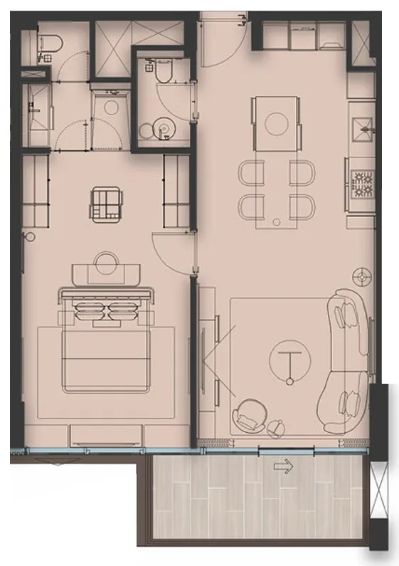 1 bedroom floor plan