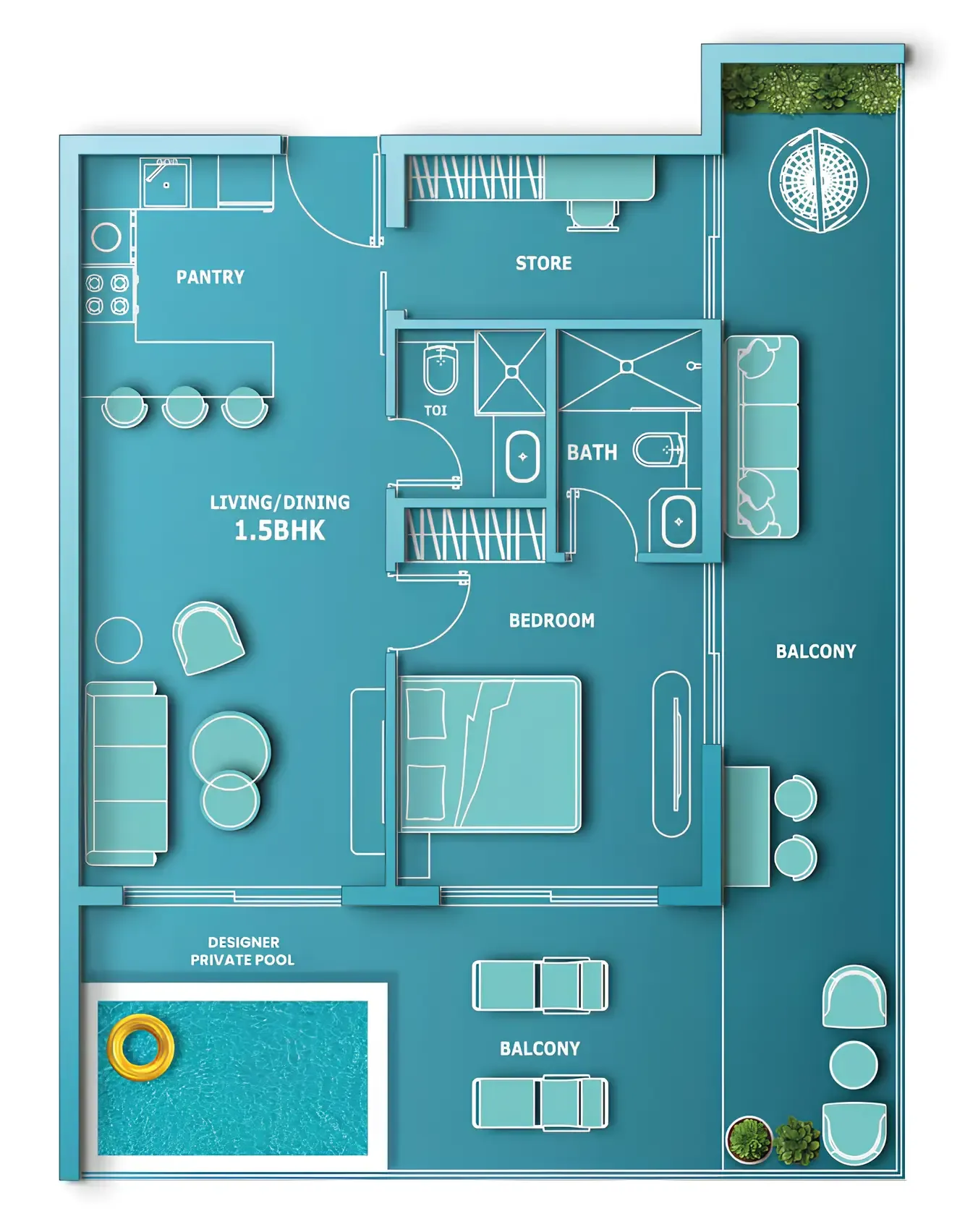 1 bed