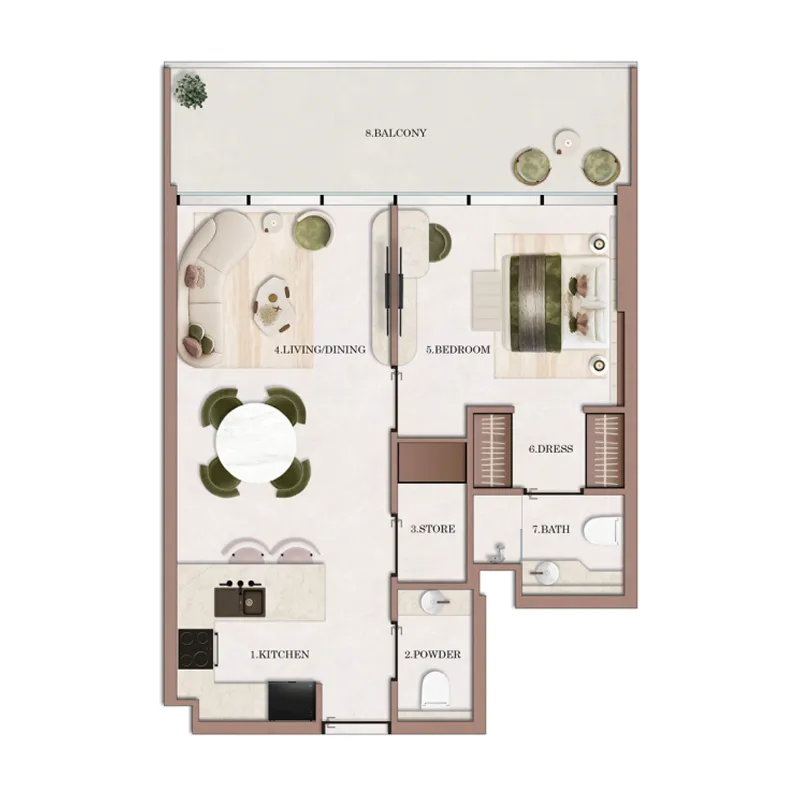 1 bedroom floor plan
