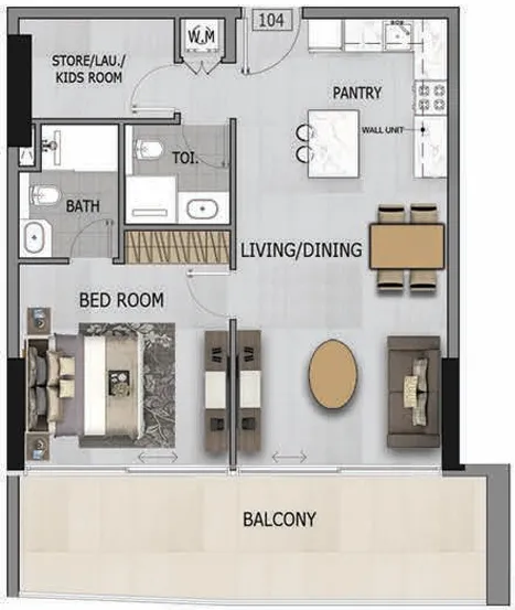 1 bedroom floor plan