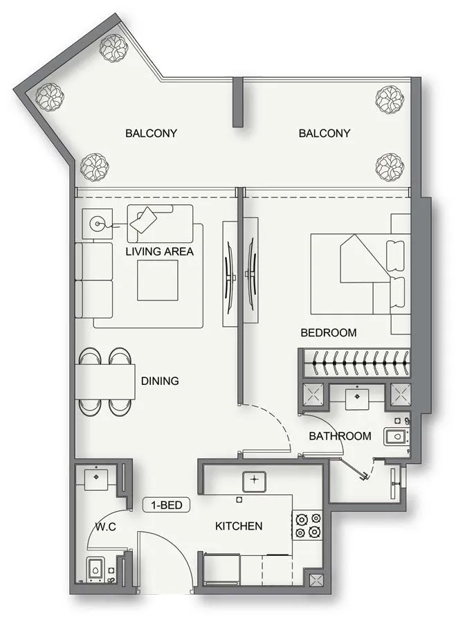 1 bedroom floor plan
