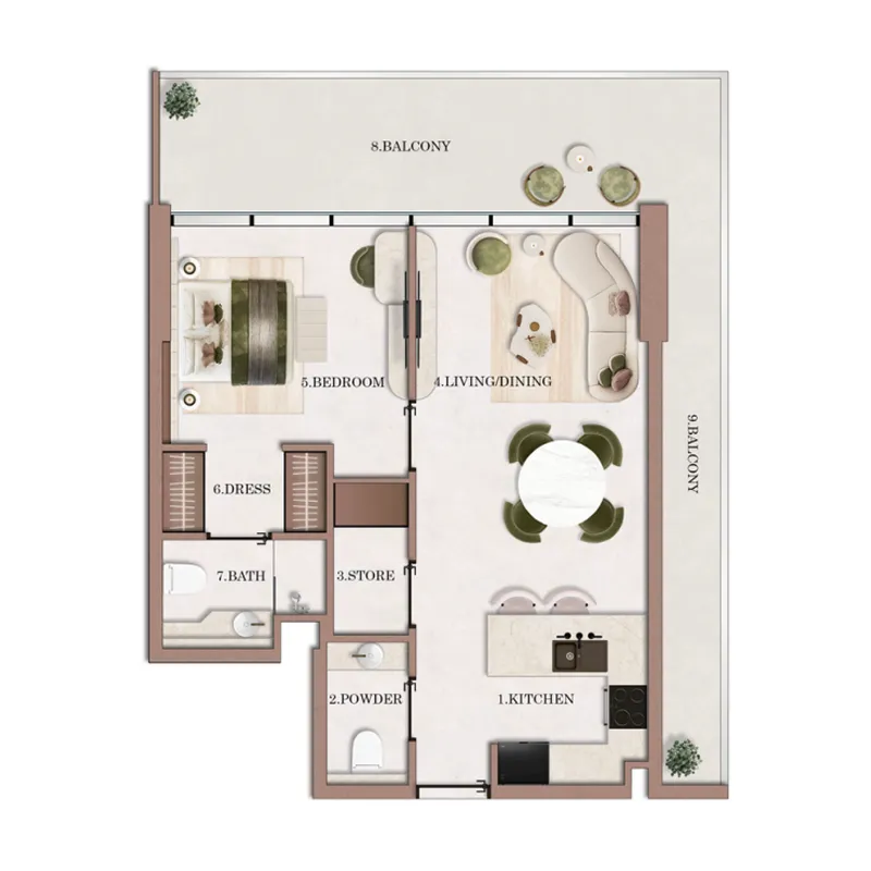 1 bed