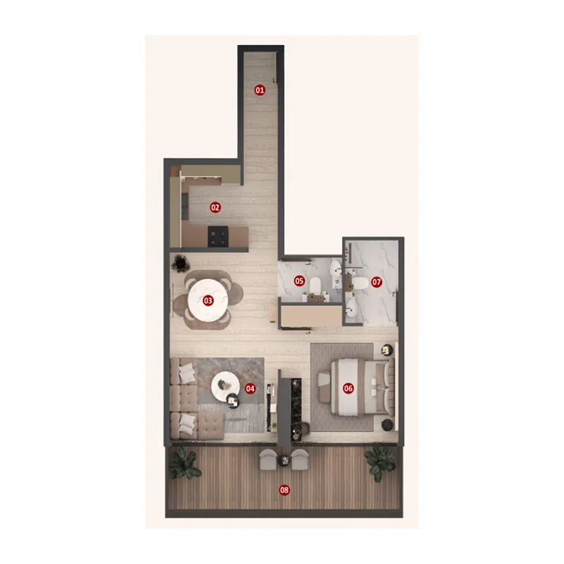 1 bedroom floor plan