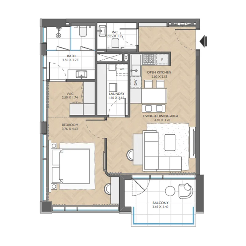 1 bed
