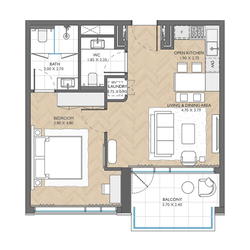 1 bed