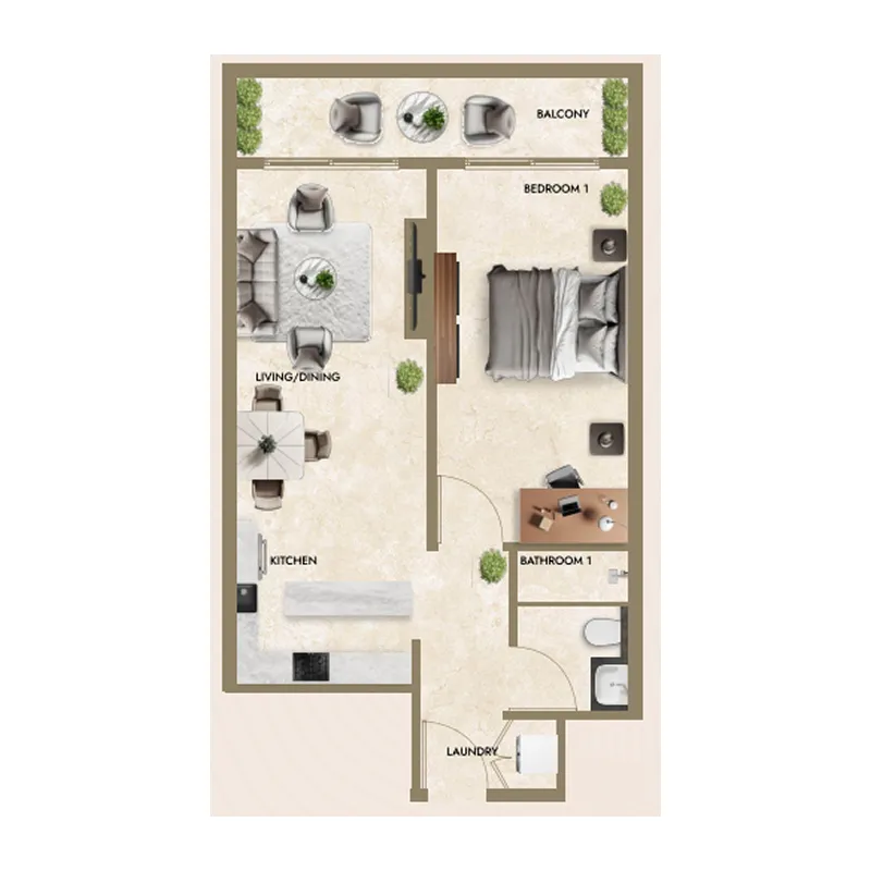 1 bedroom floor plan