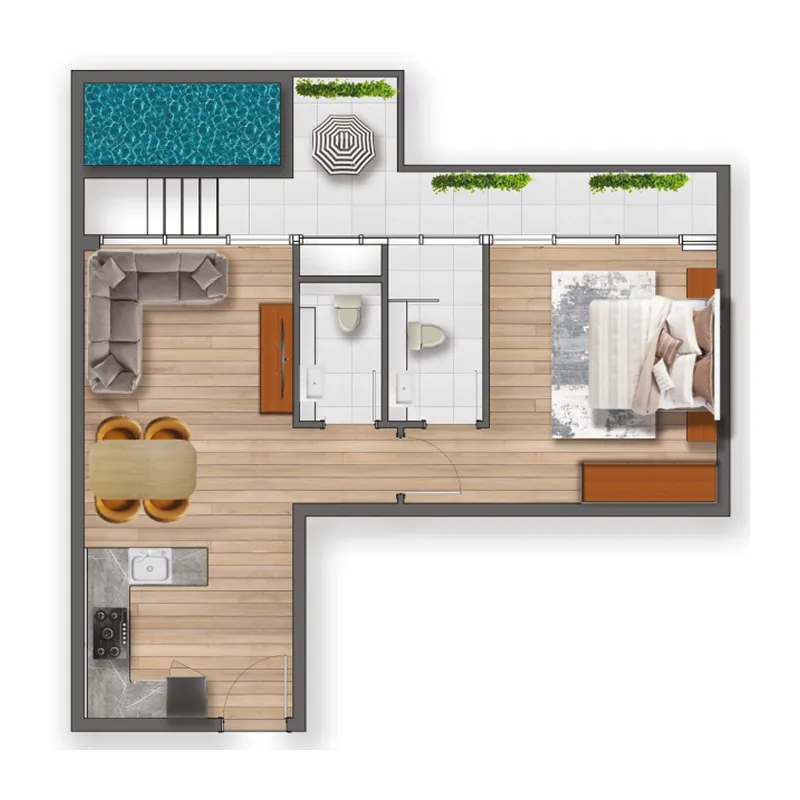 1 bedroom floor plan