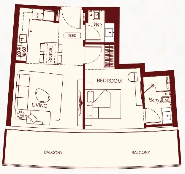 1 bedroom floor plan