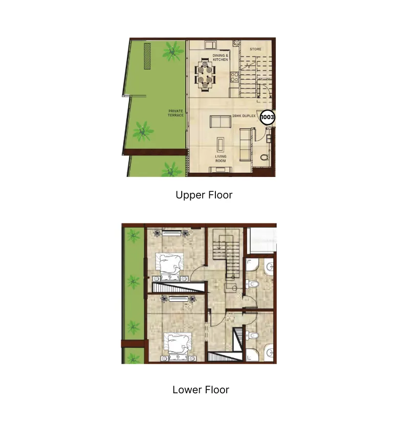 2 bedrooms floor plan