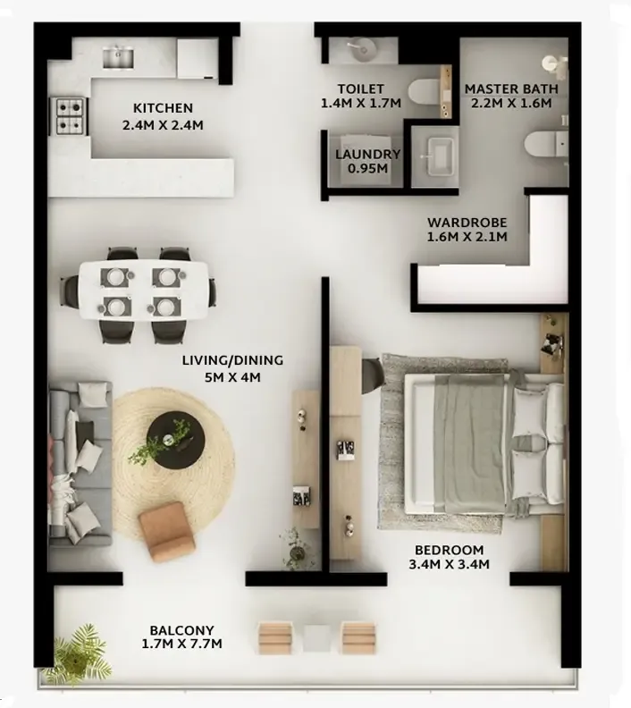 1 bed