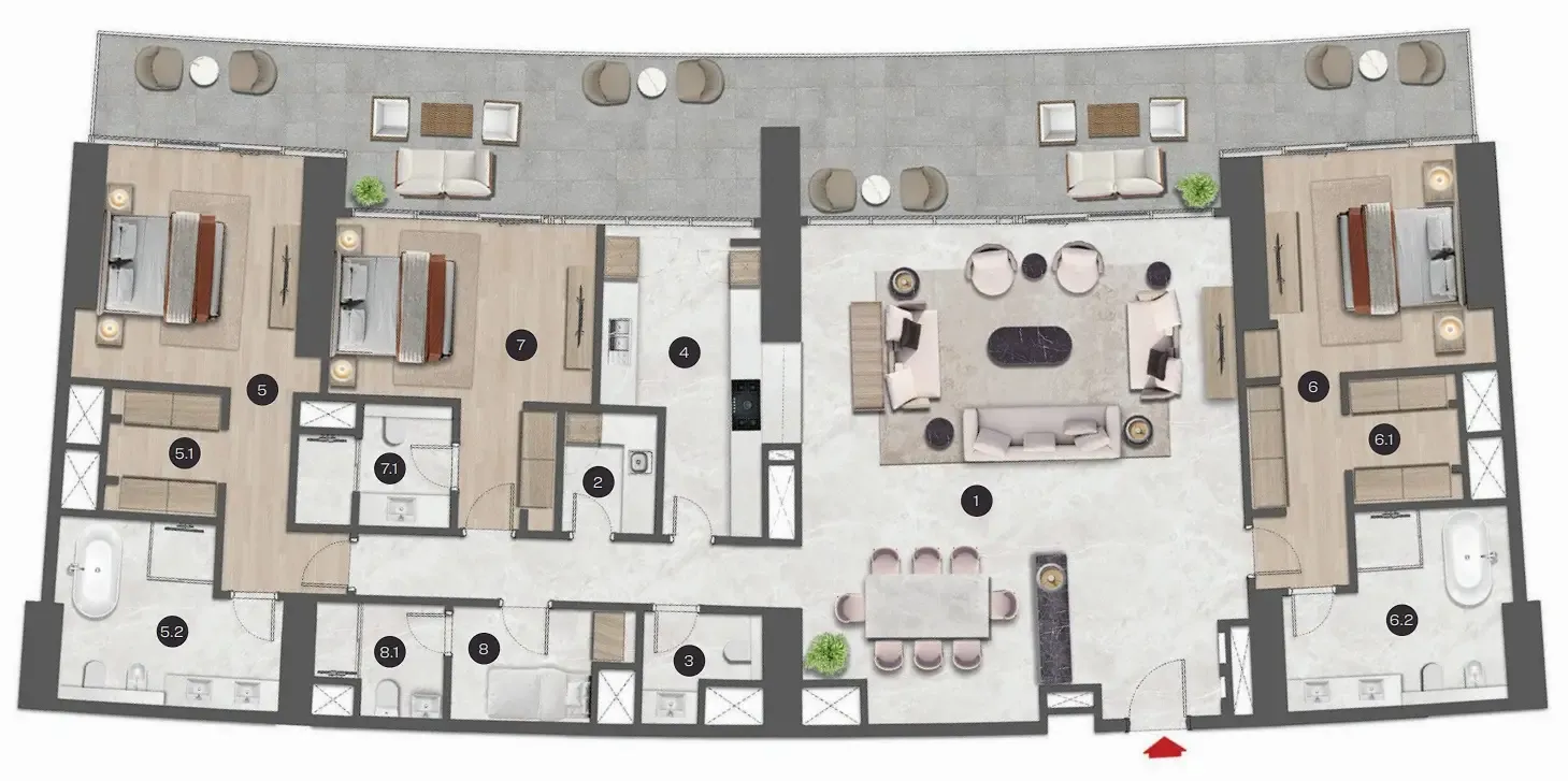3 bedrooms floor plan