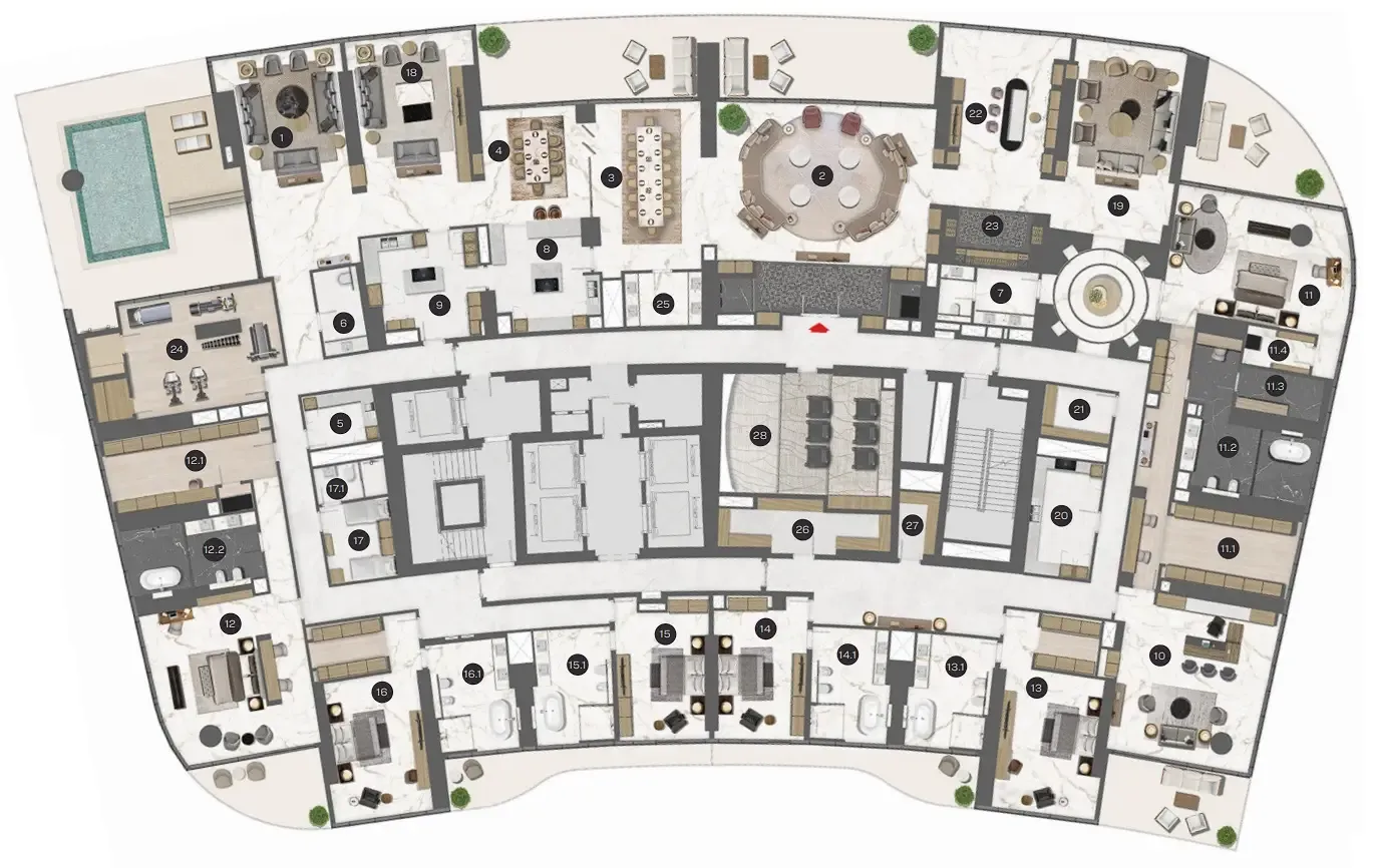 6 bedrooms floor plan