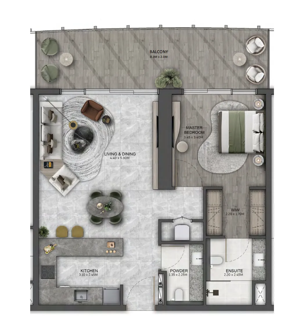 1 bedroom floor plan