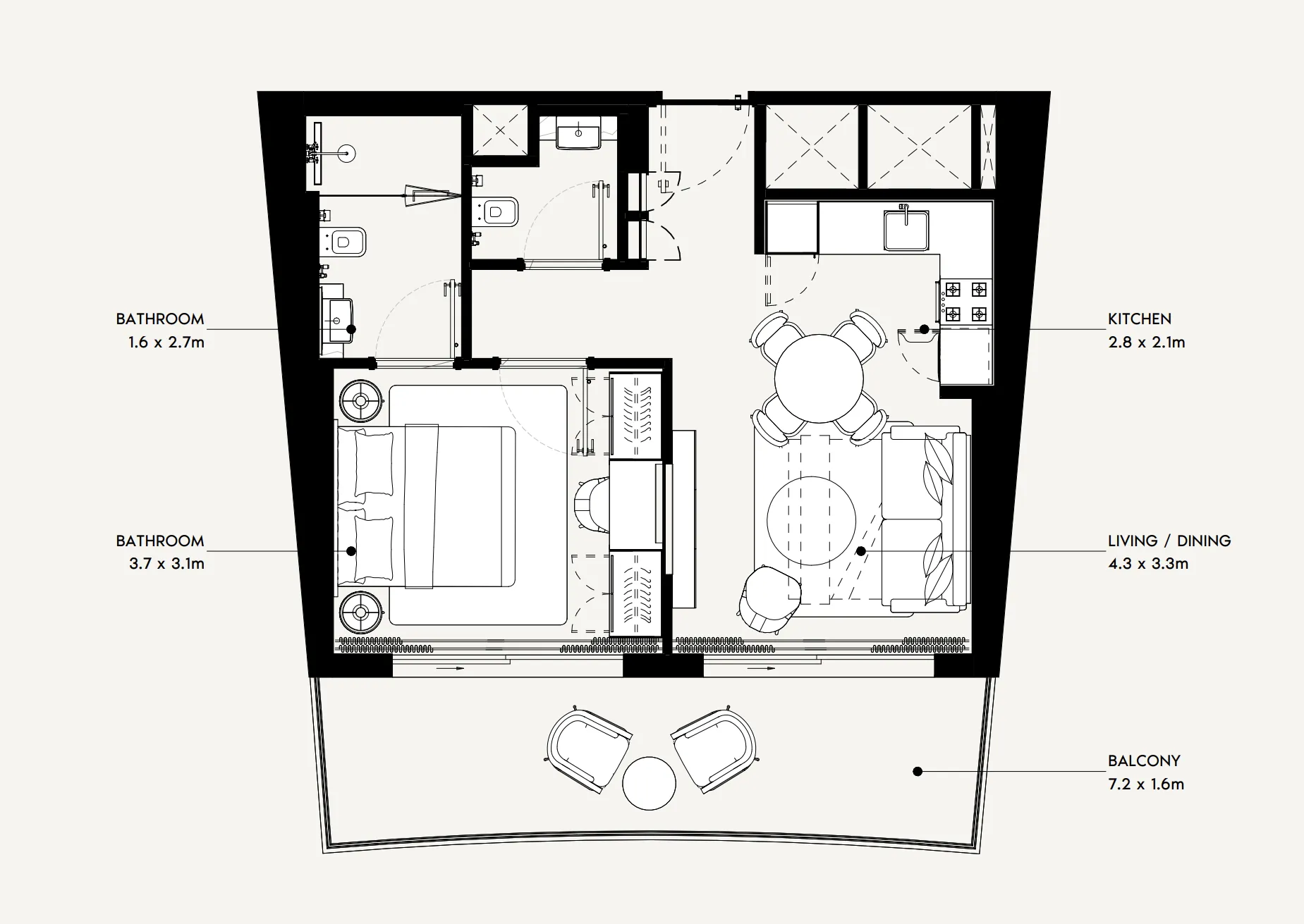 1 bedroom floor plan