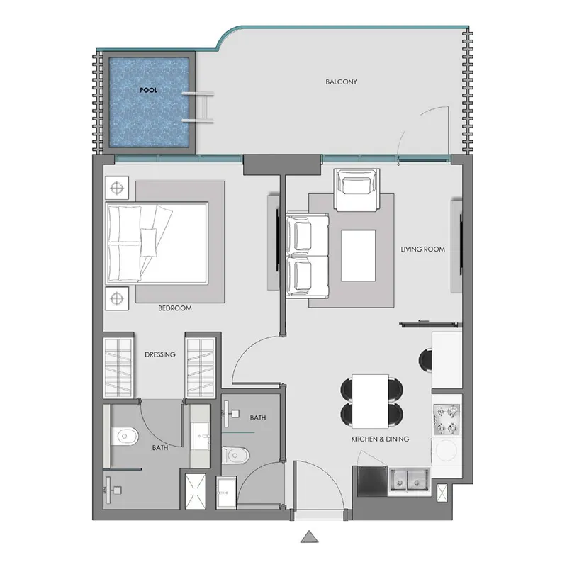 1 bedroom floor plan