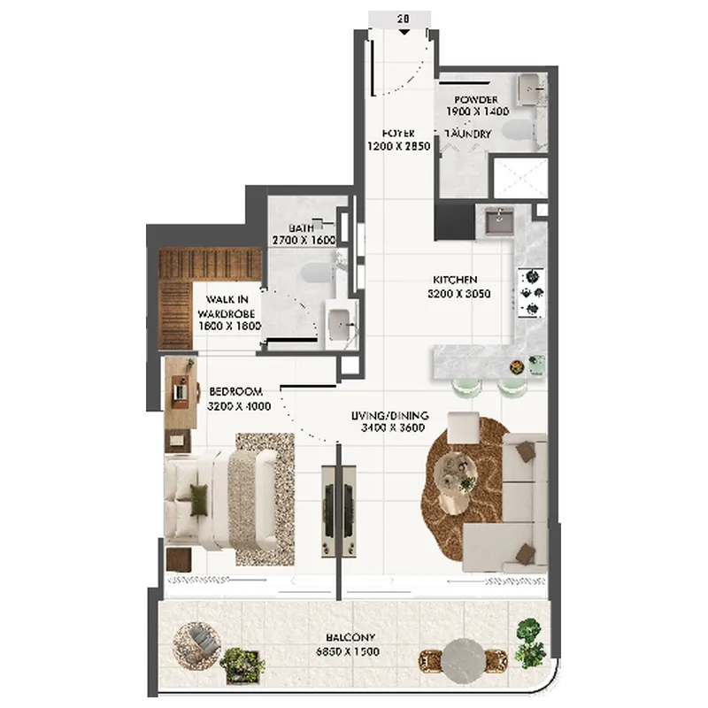 1 bed