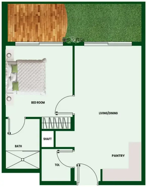 1 bedroom floor plan