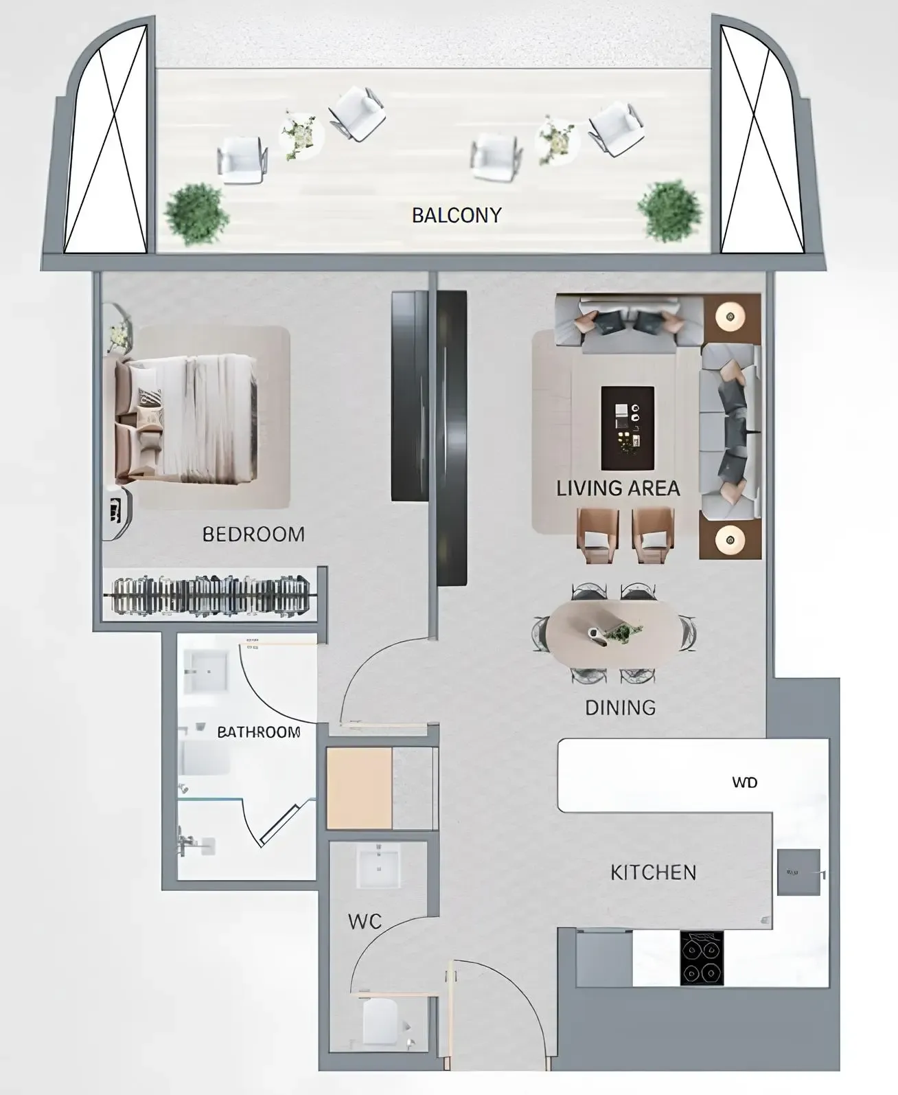 1 bedroom floor plan