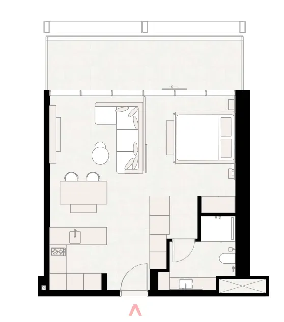 1 bedroom floor plan