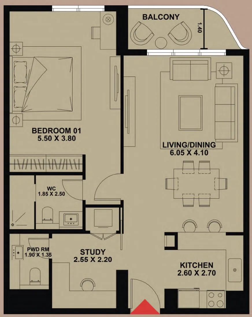 1 bed