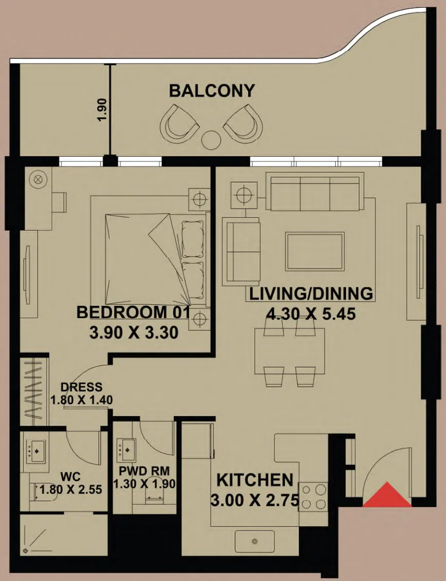 Timber Terrace — 1 Bedroom floor plan