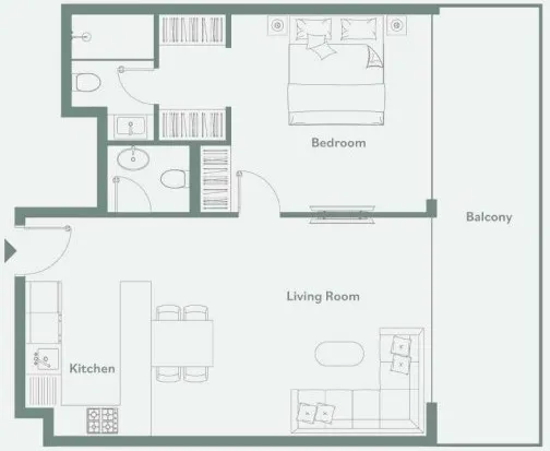 1 bedroom floor plan