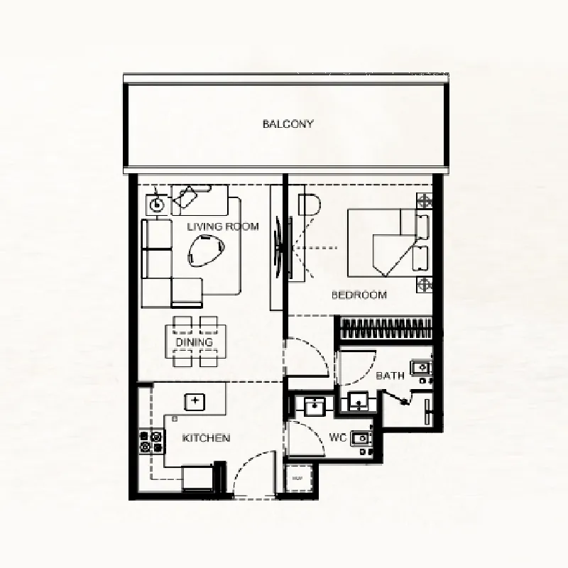1 bedroom floor plan