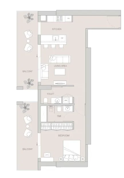 1 bedroom floor plan