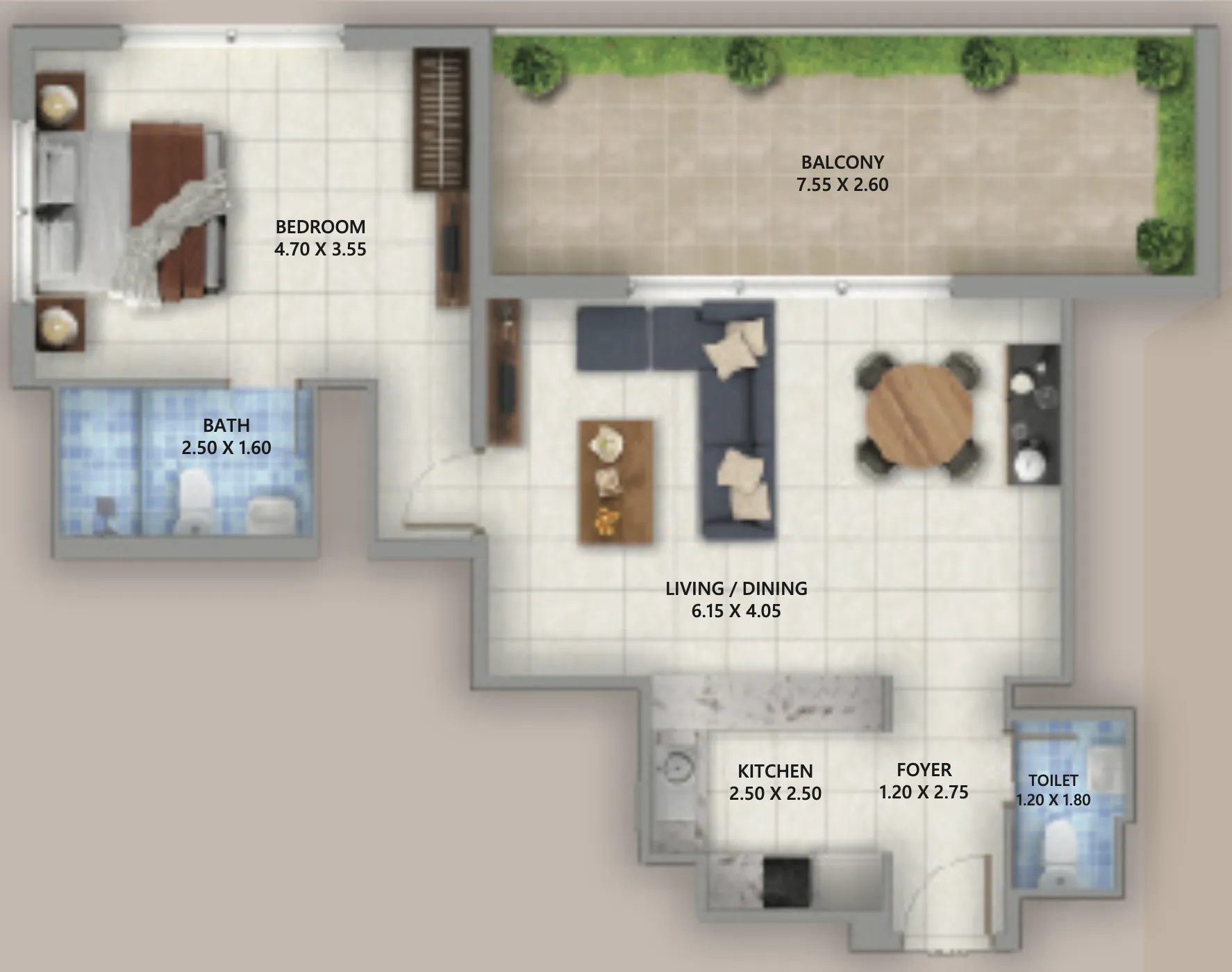 1 bedroom floor plan