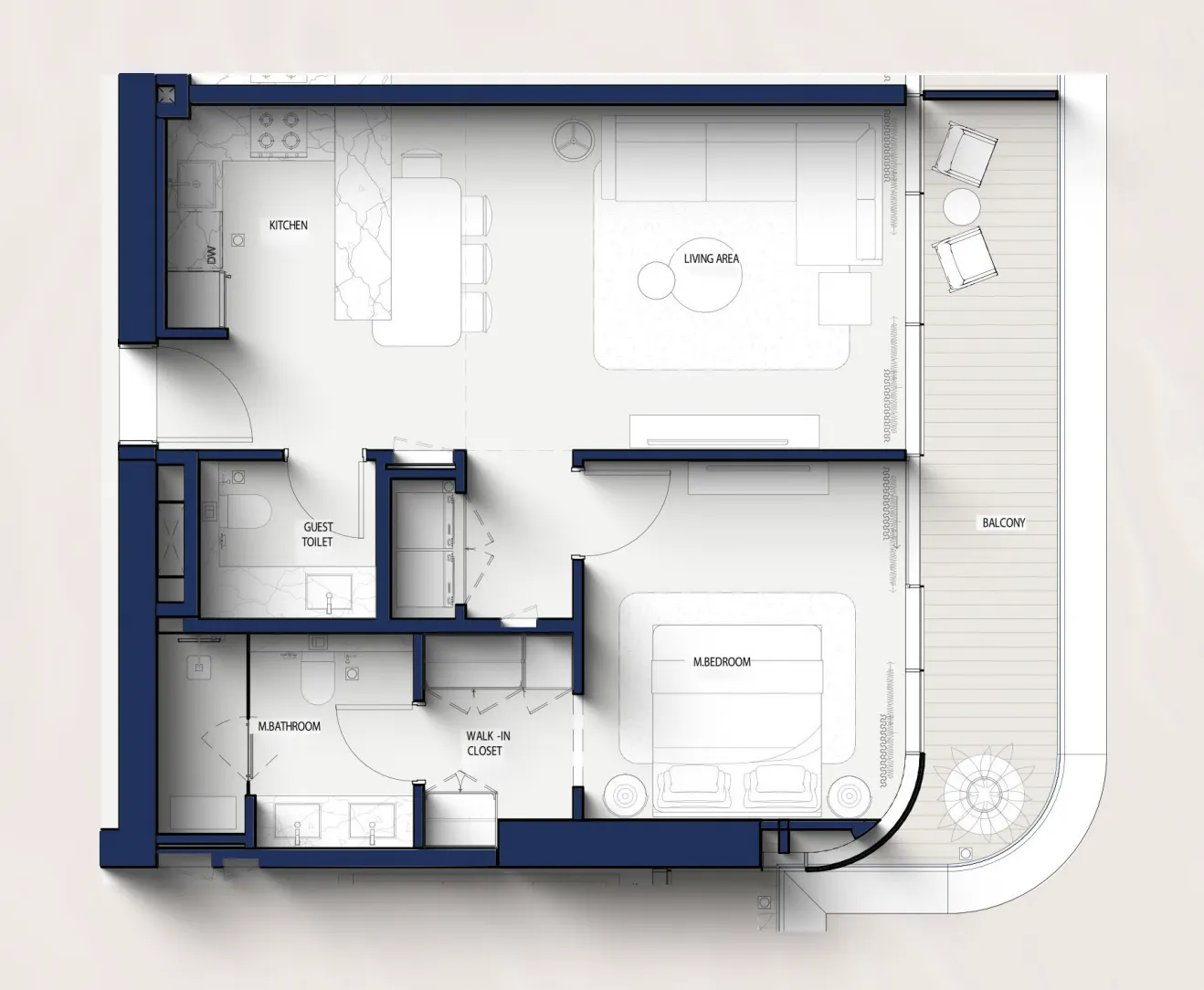 1 bedroom floor plan