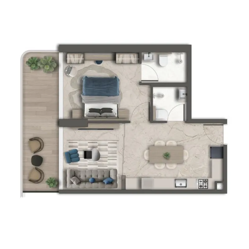 1 bedroom floor plan