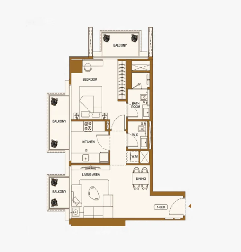1 bedroom floor plan