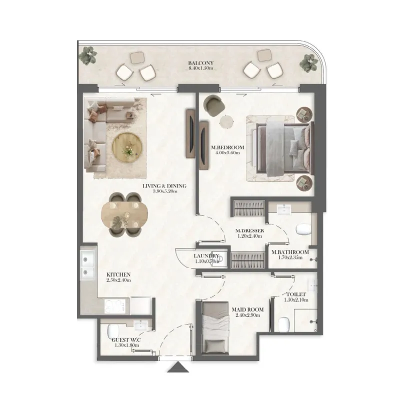 1 bedroom floor plan
