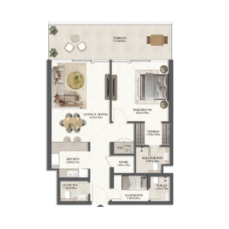 1 bedroom floor plan