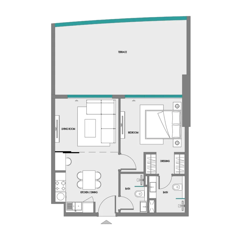 1 bedroom floor plan