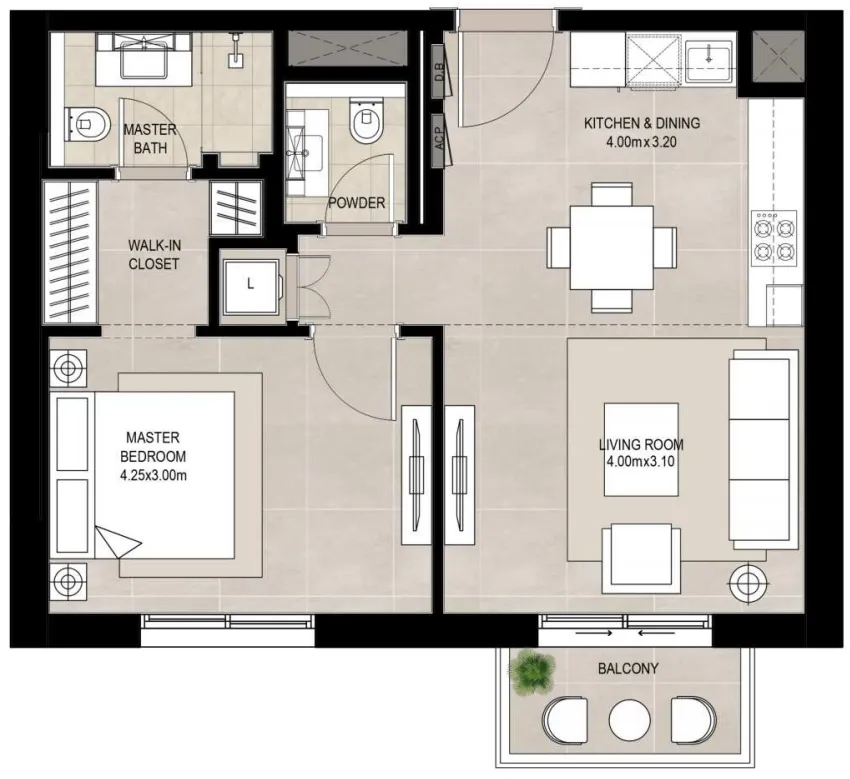 1 bed