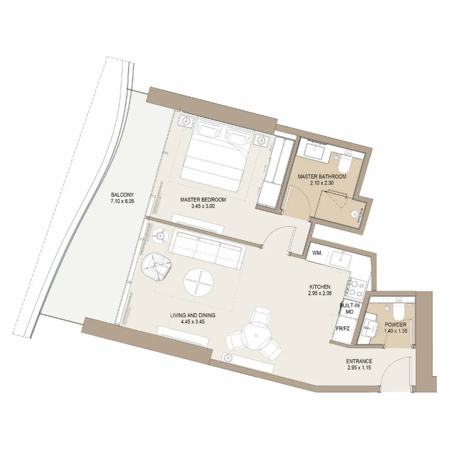 Mieszkanie 1 pokój 71 m² Dubaj, Emiraty Arabskie